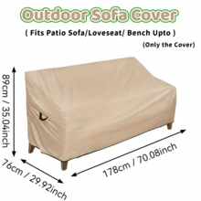 Durable Outdoor Sofa Cover - Heavy Duty 900D Oxford Fabric UV & Wind Resistant Patio Bench Cover With Handles - Fits 70"X30"X24"/35"(H) Loveseat - Stylish Protection For Garden, Patio, & Poolside Furniture,Beach,Summer,Vacation,Holiday,Travel Essential,Going Out Tops,Household Items - Khaki - View 5