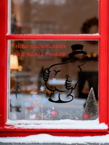 Autocollant de fenêtre humoristique de bonhomme de neige de Noël - Décoration de fenêtre de fête, avec le design drôle "Comment les flocons de neige sont vraiment faits". Idéal pour la décoration de fenêtre de Noël, le style festif de la maison et les accents saisonniers. Un autocollant de décoration de Noël unique pour le verre, le mur et la décoration de la pièce pendant la saison des fêtes. Cadeaux de Noël