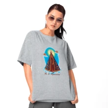 Camiseta Unissex Cristã Maria Nossa Senhora  Aparecida Premiun ref3956 - Cinza - Visão 6