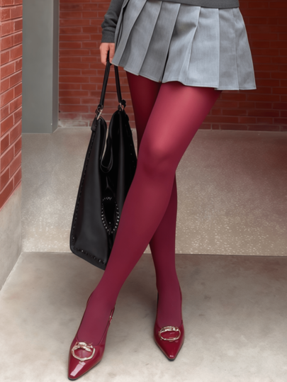 1 Paar 120 Den Weinrot Strumpfhosen 120 Den (XS-5XL) - Elegante Thermoleggings, figurschmeichlerisch für kaltes Wetter