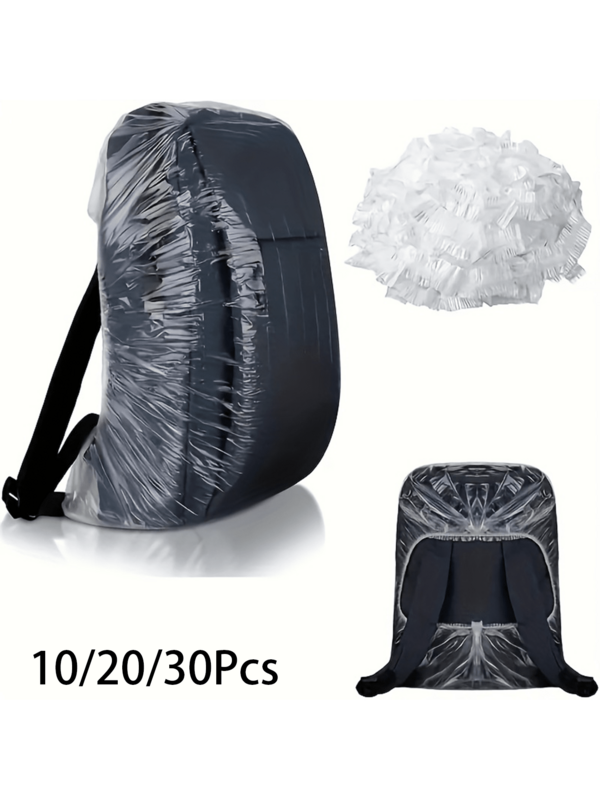 Capas de chuva descartáveis para mochilas, cestos de bicicleta e equipamentos para atividades ao ar livre | Montagem rápida em 3 segundos, proteção plástica durável e resistente às intempéries, branca | Ideal para viagens, caminhadas, deslocamentos, design elegante, alça de