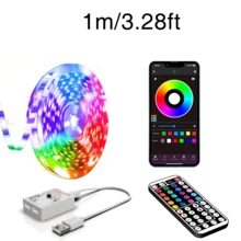 NBBUFF 3.28-100 英尺智能新奇 LED 灯，USB 供电 RGB 灯带，房间装饰照明，应用程序和遥控器，计时器，音乐同步，1600 万种颜色，100 多种场景，适用于卧室、电视、电脑背光、万圣节、圣诞节、派对、婚礼装饰 - TY-C Model - 查看 13