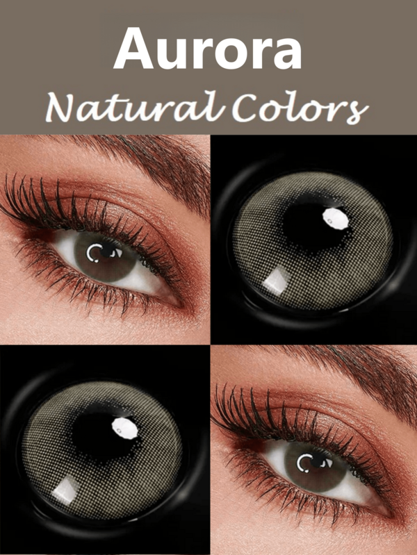  Lalens Aurora Crystal Gray Colored Contact Lenses - 1 Pair, Includes Free Case, Annual Disposable, 14.2mm/14.5mm, Makeup Effect, All-Day Comfort, Soft Gradient Color, Slightly Enlarging Pupil Effect, Suitable For Small Eyes. New Fashionable Style, Perfect For Daily Wear, Graduation Ceremony, Eye Makeup, Travel, Outdoor Activities, Campus Life And Various Seasonal Occasions Such As Summer, Autumn And Holidays.