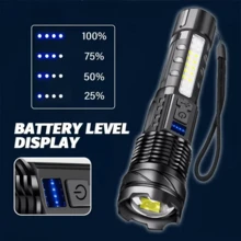 Rechargeable LED Flashlights, 90,000 Lumens Super Bright Handheld Flashlight, 7 Modes With COB Work Light, IPX6 Waterproof, Adjustable Tactical Flash Light For Home,Camping And Emergencies(2Pack Black) - 黑色 2Pack - 查看 8