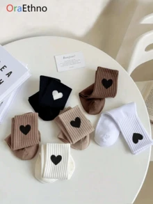 1/5 đôi tất cổ cao nữ màu ngẫu nhiên, tất dày dặn, thấm hút mồ hôi, thoải mái, độc đáo, quà tặng cá nhân hóa cho Ngày Valentine, mùa Thu/Đông. - Nhiều màu - Xem 4