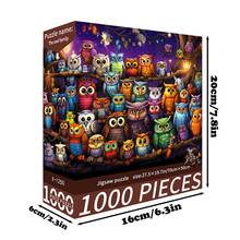 1盒1000片拼图，尺寸70厘米 x 50厘米，风景卡通风格，成人减压艺术装饰品，适合万圣节、圣诞节等节日，可作为礼物 - 彩色 - 查看 4