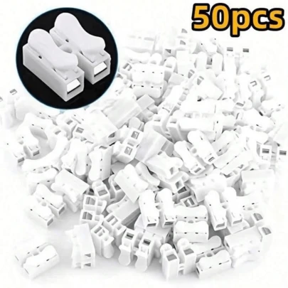50 Conector de PressÃo 2 via para fios duplo Emenda Sem Solda Sem Parafusos