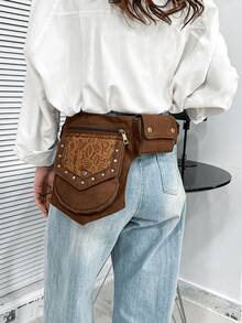 Túi đeo hông phong cách Punk, Túi thắt lưng da cổ điển, Túi đeo hông cho du lịch thể thao ngoài trời, Túi đạp xe ngoài trời cổ điển Túi đựng đồ đa năng Túi đựng điện thoại di động, Túi đeo hông phong cách xe máy Punk sành điệu, Túi thắt lưng da cổ điển - Thiết kế phong cách Punk cá tính, Túi thắt lưng có thể điều chỉnh, Nhiều khe cắm thẻ - Nhiều màu - Xem 7