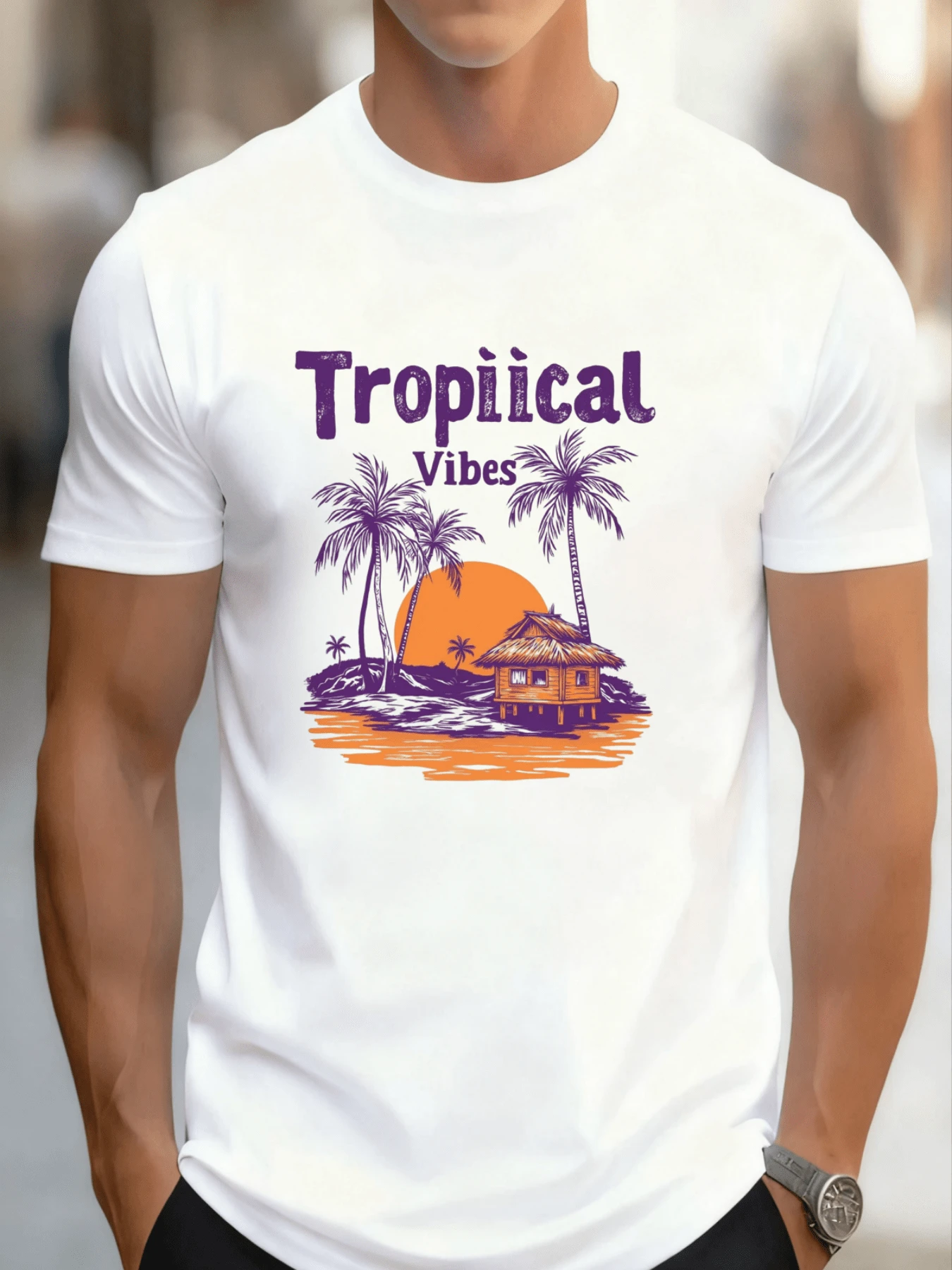 Camiseta de Hombre de Algodón Impresa de Manga Corta Transpirable Suave Adecuada para el Trabajo y Uso Casual Ajuste Cómodo para Todos los Tipos de Cuerpo - Blanco - Ver 1