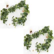 1pc 180cm Artificial Green Vine Garland With Eucalyptus, Baby's Breath And Boxwood Leaves For Wedding, Party, Home Decoration, Arch, Wreath