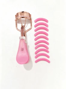11 piezas/Set, 1 pieza Rizador de pestañas con mango transparente rosa dorado + 10 piezas Almohadillas de repuesto, Herramientas de belleza profesionales y para el hogar, Rizador de pestañas con almohadillas de repuesto, Herramientas para rizar pestañas, Maquillaje, Barato, Decoración de habitación, Tocador, Viaje, Dormitorio, Accesorios de maquillaje, Rizador de pestañas