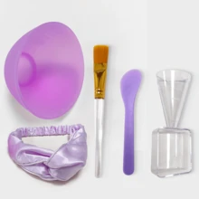 5 قطع/2 قطع مجموعة وعاء خلط قناع السيليكون، أدوات DIY لقناع المسحوق الناعم تشمل الوعاء والعصا وكوب القياس والفرشاة وشريط الشعر، سهلة الاستخدام والتنظيف، بأسلوب صالون، ضرورية لحمام المنزل!