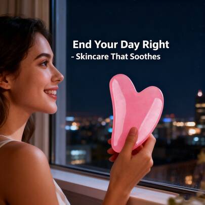 1pc Resin Amber Heart-Shaped Gua Sha Board, Pink/Green/Multi-Color Face Massage Tool For Facial, Eye, And Full Body Care At Home, Salon, And Skincare