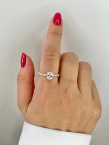 Solitaire Ring Zirconia Oval Crystal 925 Sterling Silver - Silver - View 2