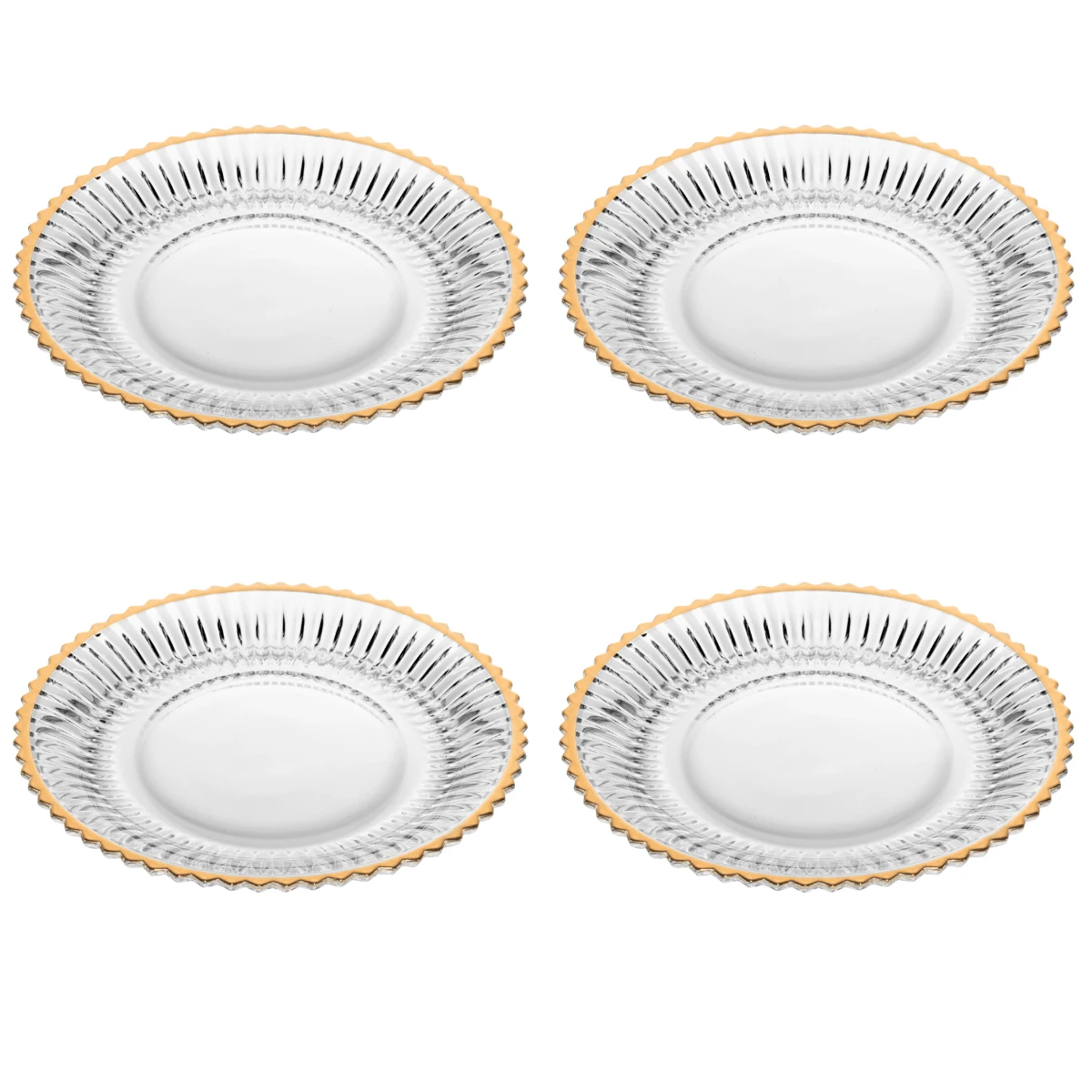 Set Of 4 Dessert Plates 20cm With Gold Rim By Imperatriz Wolff - trắng - Xem 1