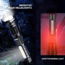 Rechargeable LED Flashlights, 90,000 Lumens Super Bright Handheld Flashlight, 7 Modes With COB Work Light, IPX6 Waterproof, Adjustable Tactical Flash Light For Home,Camping And Emergencies(2Pack Black) - 黑色 2Pack - 查看 6