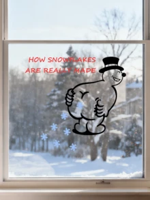 Autocollant de fenêtre humoristique de bonhomme de neige de Noël - Décoration de fenêtre de fête, avec le design drôle "Comment les flocons de neige sont vraiment faits". Idéal pour la décoration de fenêtre de Noël, le style festif de la maison et les accents saisonniers. Un autocollant de décoration de Noël unique pour le verre, le mur et la décoration de la pièce pendant la saison des fêtes. Cadeaux de Noël