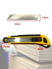 Cutter de 6 pulgadas con grip, navaja de acero y repuesto, herramienta de corte profesional, uso para manualidades, industria y hogar, diseño ergonómico y resistente - Amarillo - Ver 8