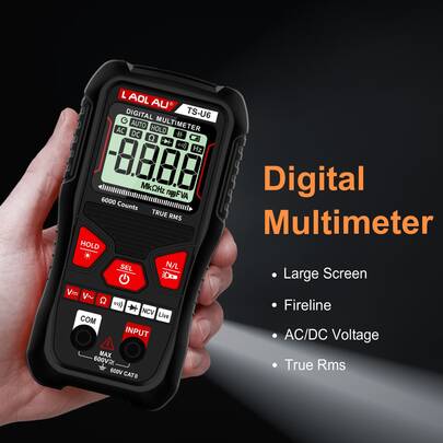 L.A.OL.A.U 1 件自动识别数字万用表，6000 次计数，电压、NCV 感应、电阻测量 - 诊断工具