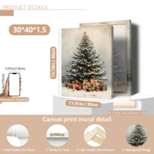 لوحة جدارية فنية عتيقة، لوحة كانفاس لشجرة عيد الميلاد والهدايا العتيقة، ديكور لوحة شجرة عيد الميلاد، ديكورات عيد الميلاد، هدية عطلة مثالية، مجموعة لوحة كانفاس عالم الشتاء الساحر، موضوع احتفالي، مؤطرة أو غير مؤطرة، ديكور غرفة، ديكور المنزل، ديكور شقة الطالب الجامعي، هدايا لديكور الجدران في الفندق، المنزل، هدية مثالية لتدفئة المنزل، غرفة المعيشة، غرفة النوم، الحمام والمكتب