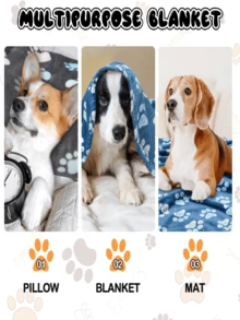 1pc Grey Pet Blanket Four Seasons Universal Warm Paw Print Blanket Suitable For Dogs And Cats Sleeping Mat Pet Supplies
