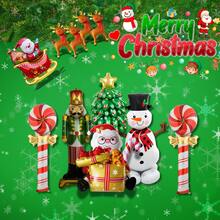 Premium Christmas Foil Metallic Balloon Kit, Merry Christmas Santa Claus Snowman Tree Star, Christmas And Party Decoration, Shop Windows And Events, Use With Air Or Helium, High Gloss Realistic - 金色 - 查看 2