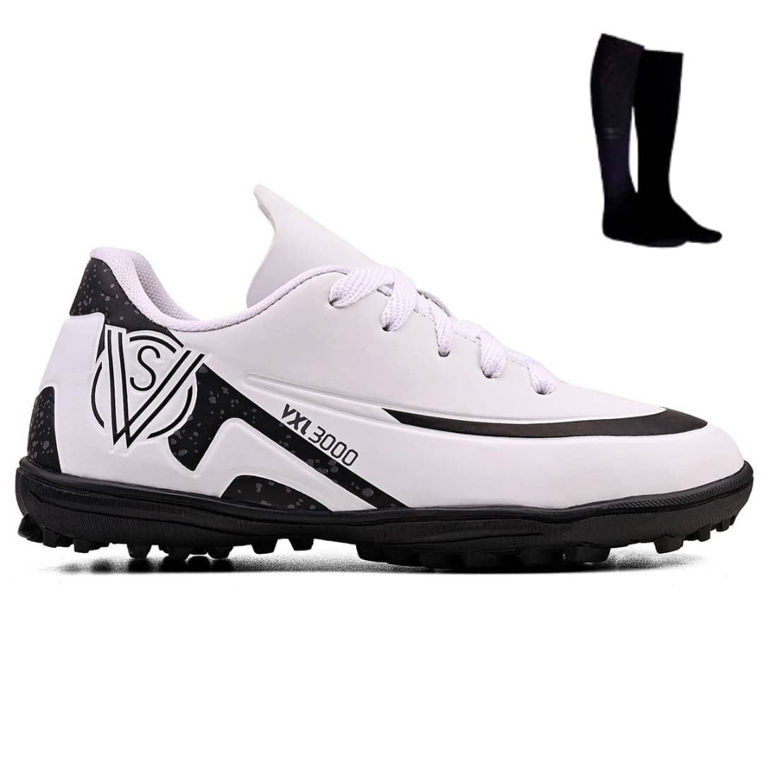 Boys' Soccer Cleats For Training And Match + Socks - White - View 1