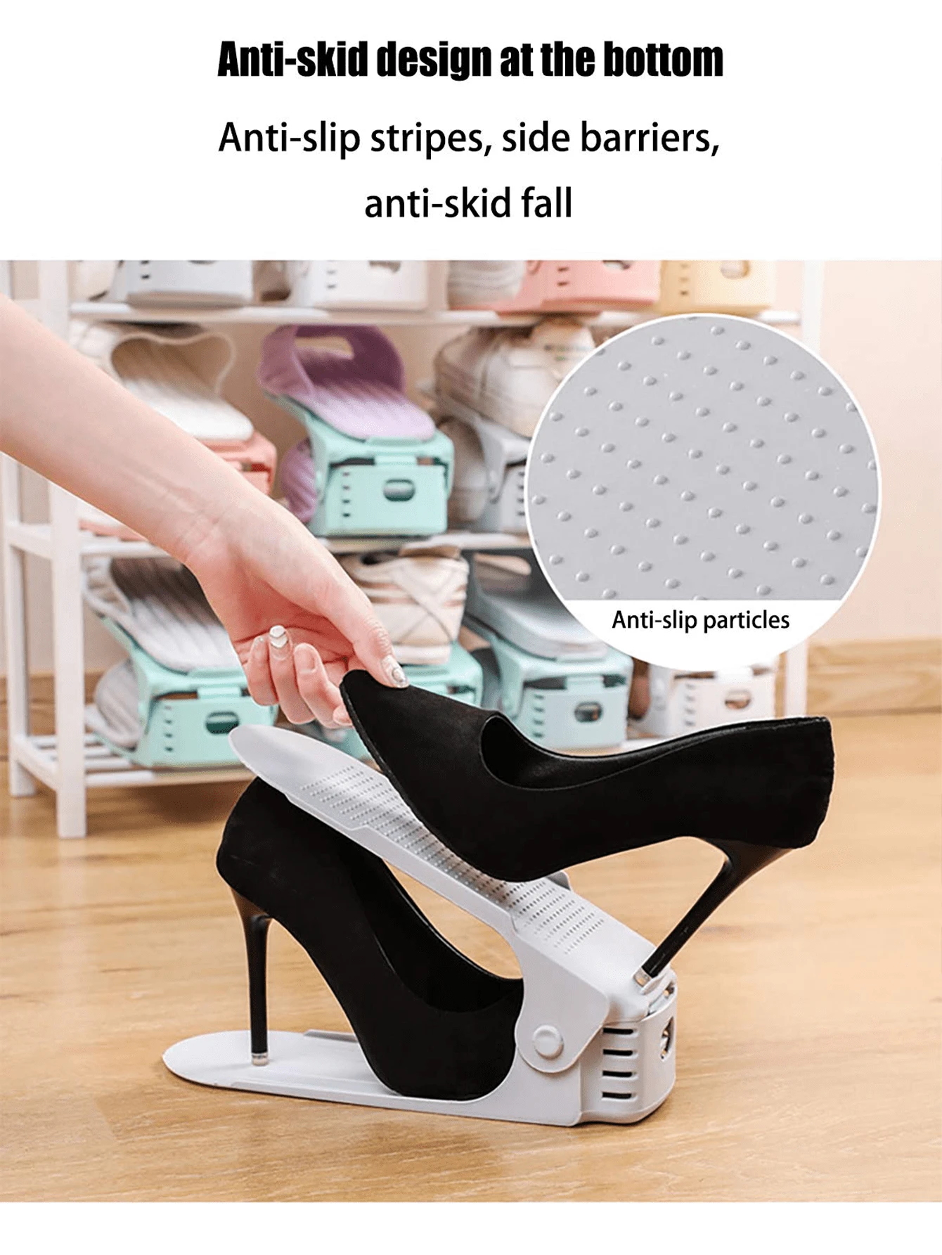 Adjustable Shoe Rack, Space-Saving Double-Tier Shoe Organizer, Sturdy Holder For High Heels And Sneakers, Tidy And Fashionable Shoe Cabinet, Stackable Shoe Box Rack, Shoe Rack Storage, Space-Saving Shoe Rack, Shoe Cabinet - Multicolor - View 2