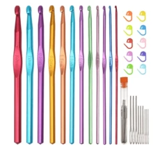 EDCUEBE7 2.0-10.0 Aluminum Alloy Crochet Hooks 14pcs/Set, Colorful Ergonomic Crochet Needles For Arthritis, Knitting, Yarn Crafting (Random Colors) - Multicolor - View 29