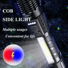 Rechargeable LED Flashlights, 90,000 Lumens Super Bright Handheld Flashlight, 7 Modes With COB Work Light, IPX6 Waterproof, Adjustable Tactical Flash Light For Home,Camping And Emergencies(2Pack Black) - 黑色 2Pack - 查看 7