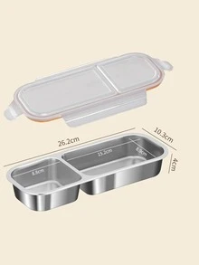 Edelstahl Snackbox mit Deckel, wiederverwendbar, 3/2 Fach Lebensmittelaufbewahrungsbox, Picknick Lunchbox, auslaufsichere Lunchbox, mikrowellen-, ofen-, kühlschrankgeeignet und spülmaschinenfest, geeignet für Schule, Reisen und Essengehen