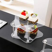 亚克力不对称双层托盘，珠宝化妆品展示柜，适用于派对、婚礼、生日等场合的桌面装饰展示架