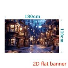 Versatile Magic Town Street Photography Backdrop - Perfect For Halloween, Birthday Parties & Home Decor Durable Polyester, No Power Needed