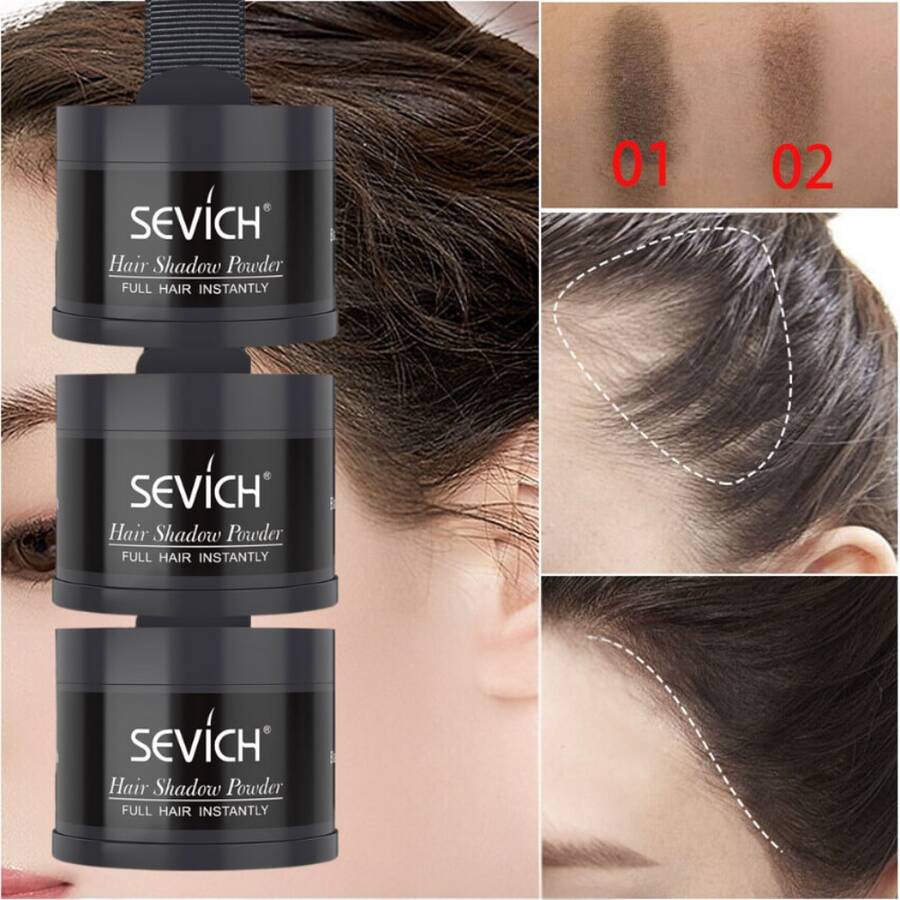 sevich 3Pcs Hairline Powder For Men & Women, Root Touch Up Powder - Natural Shadow Effect To Instantly Cover Gray Hair & Thinning Areas, Long-Lasting Formula - Medium Brown - View 1