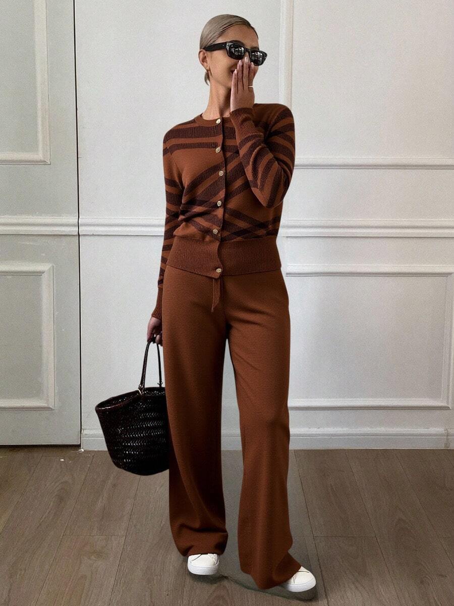 Women Sweater Co-Ords - Brown - View 1