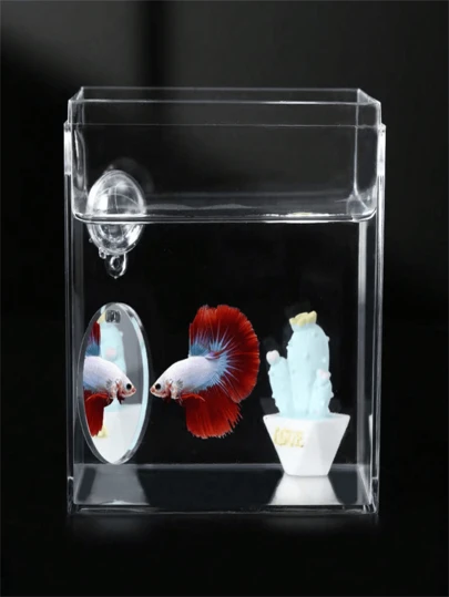 1 st Betta träningsspegel flytboll dubbelsidig spegel lämplig för akvariedekoration