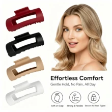 Large Size 5.1-Inch Soft Plastic Claw Clip, Soft & Cozy Non-Slip Round Cloud Claw Clips, Squishy Flexible Hair Clips For Women, Unsnappable Design For Thick Or Fine Hair, Strong Hold With All-Day Comfort