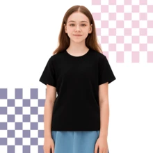 Blusa Malha Manga Curta 100% Algodão Infantil Juvenil Básica Menina Feminina Pré Adolescente Tamanho 8 ao 16 Canelado - Mescla - Visão 12