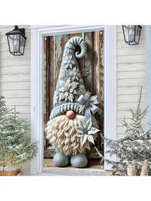 Capa de porta festiva de Natal HEGO em formato de anão - Faixa de poliéster versátil para varanda e entrada, perfeita para comemorações de fim de ano