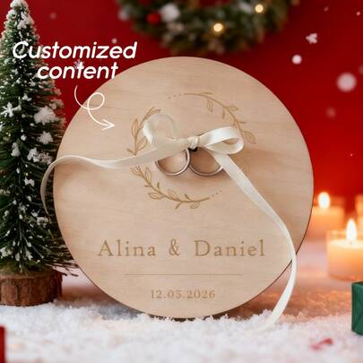 Personalized Wooden Wedding Ring Holder, Customized Name Ring Dish, Wooden Ring Tray, Round Ring Holder, Ring Dish, Customized Name Ring Holder, Floral Customized Ring Holder, Country Customized Ring Holder, Ring Holder, Wedding Ring Tray