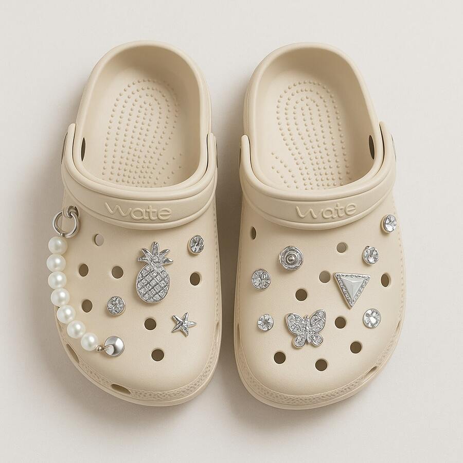 New Release! 100% EVA Babouche Flip Flops With Assorted Pendants Like Butterflies, Pineapples, And Pearls - 米色 - 查看 1