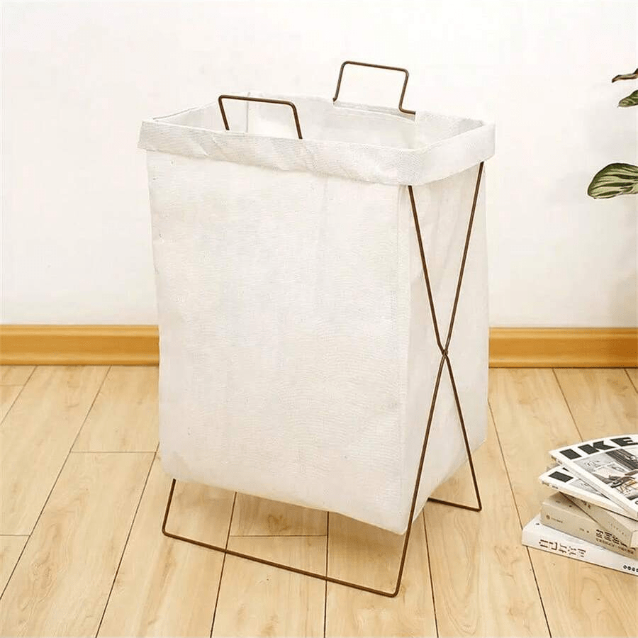 Cesto Organizador Roupa Dobrável Grande 35x55 Com Suporte