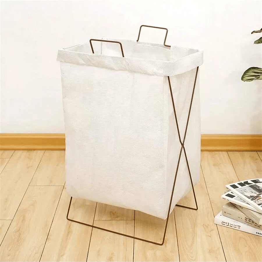 Large Foldable Clothes Organizer Basket 35x55 With Stand - Màu be - Xem 1
