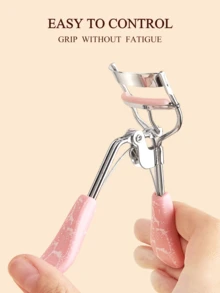Pink Crackle Eyelash Curler With 10 Extra Replacement Pads - Durable, Easy-To-Use Beauty Makeup Tool, Comfortable Grip Fits All Eye Shapes & Lash Lengths, Quickly Curl Lashes, Lasting Beauty Tool Set. Eyelash, False Lash Eye Makeup Tools For Commercial, Home & Gift Use.