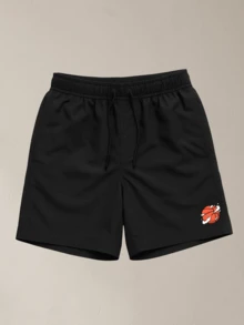 Men's Set: Basketball Bear Printed T-Shirt + Black Tactel Bermuda Shorts - 紫色 - 查看 6