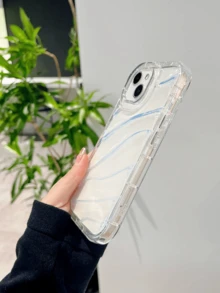 The New Water Wave Pattern Is Compatible With Apple 14promax Phone Cases In Solid Color, 15 Phone Cases And 16 Anti-Drop Protective Cases