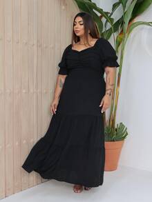 Women's Plus Size Long Dress For Wedding, Graduation, Party, Premium - Black - View 1