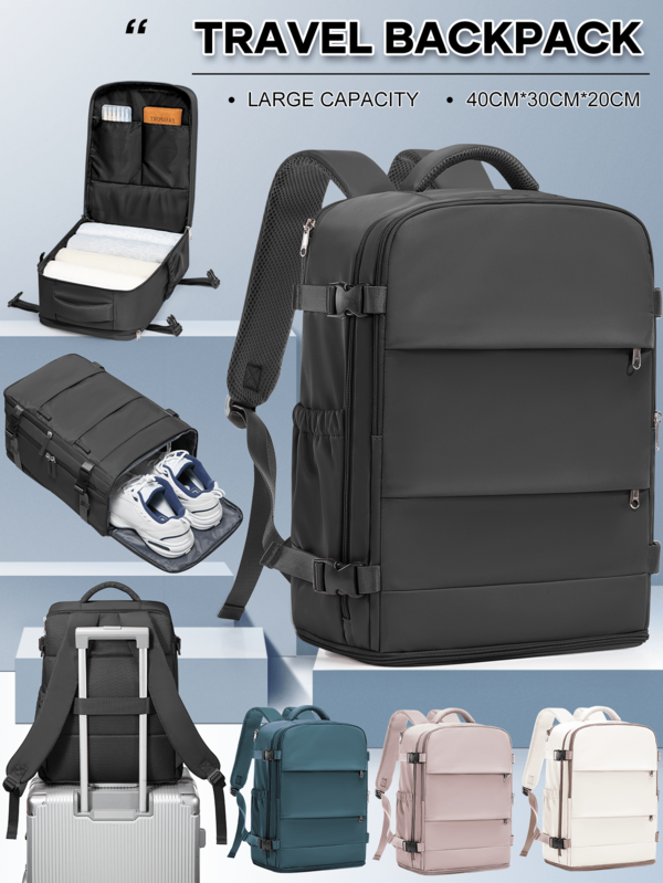 Lekki, wodoodporny plecak podróżny z nylonu o dużej pojemności, plecak podróżny na komputer, plecak biznesowy na krótkie dystanse, mieści laptopa 15,6 cala, odpowiedni na podróże służbowe, wakacje, studia, szkołę, plener, wakacje, sklep dla chłopców, dziewcząt, studentów, mężczyzn, prezenty, prezent dla kobiet, torba kabinowa 40x30x20 cm