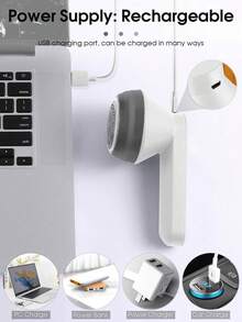 便攜式 USB 電動除毛器，配備六刀片蜂巢保護蓋，適用於居家除毛、毛衣除毛、毛球去除、衣物護理，適合寵物飼主使用 - 彩色 - 查看 8