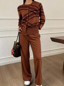 Women Sweater Co-Ords - Brown - View 3